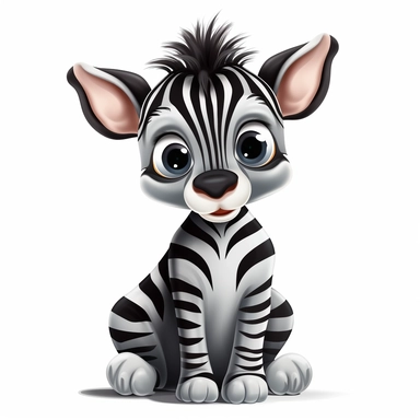 clipart with white background, baby zebra sitting down, cute and adorable, clearly defined separate image, high quality--ar3:4-no mockups, watermarks, numbers, writing, letters--q2--v5.1--s1000