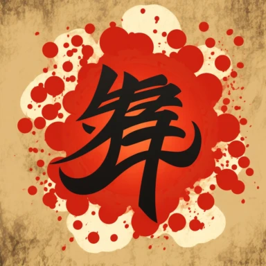 background clipart icon illustration of Fuku (福) - The Japanese character for luck or fortune, often depicted in a stylized form and used as a lucky charm.