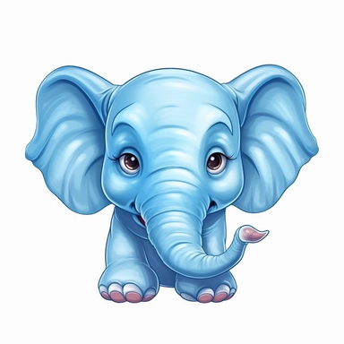 Cute Beautiful Happy Face Elephant Cartoon Sublimation Clipart,Cartoon,hyper realistic, intricate detail, illustration style,high solution,on the white background