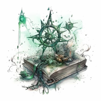 witch magical book , in the style of mystic mechanisms ,pencil art illustrations, Isolated white background, reimagined by industrial light and magic, lith printing, illusory images, watercolor clipart, very subtle emerald tones, , ,