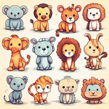 clipart designs featuring adorable baby animals commonly found in safaris. Think of cute illustrations of lion cubs, baby elephants, giraffes, zebras, monkeys, and other wildlife. Use vibrant colors and intricate details to bring these animals to life.