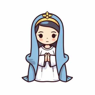 adorable simple holy mary clipart, white background