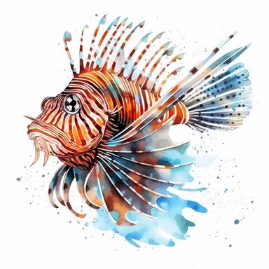 clipart lionfish , college book, white background