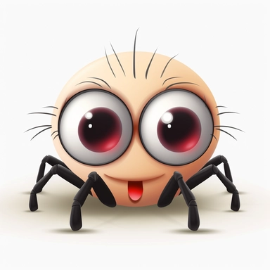 vector cartoon clipart of a smiling spider with cartoon eyes