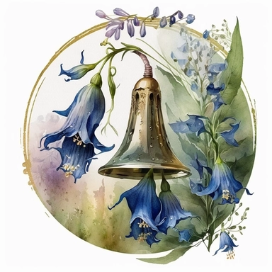 Craft stunning watercolor clipart of a bluebell flower ring on a white background. Capture the beauty of nature with your artistic touch!