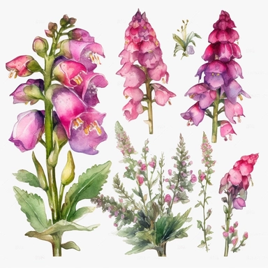 watercolor clipart foxgloves
