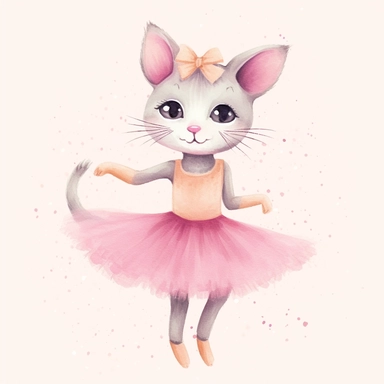 a ballerina cat in style of claris mouse clip art