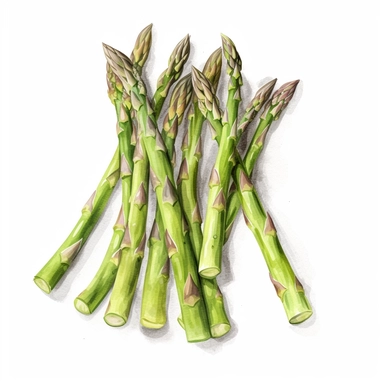asparagus clipart, watercolor style, white isolated background, bright colors, simple design, 4k, hdr