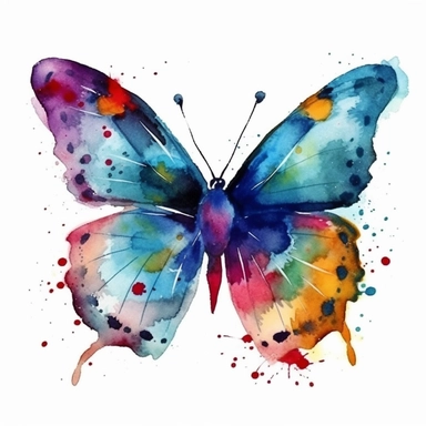 Eighty Eight Butterfly coloured with watercolor, clipart, isolate in white background