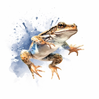 watercolour illustration free brushstrokes, beautiful and joyful, leaping frog, mark brooks, naturecore, animal clipart, isolated on a white background,