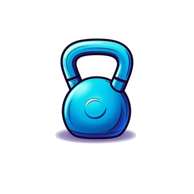 a simple clipart of a kettle bell featuring blue colors