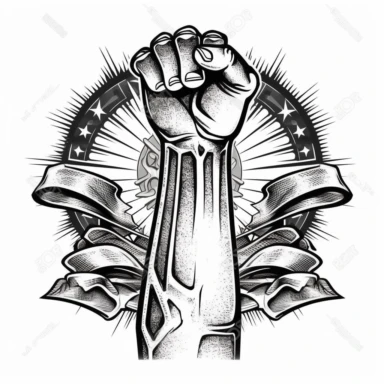clipart image of 51,Labor Day,, Unity, strength,white background, line drawing for t-shirt logo