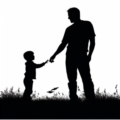 Dad and Child Silhouette, clipart,