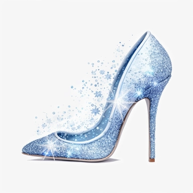 a beautiful prom stiletto sparkle and glitter in pastel blue white background Clipart