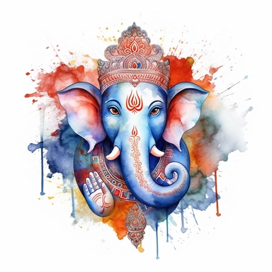realistic watercolor ganesh clipart illustration