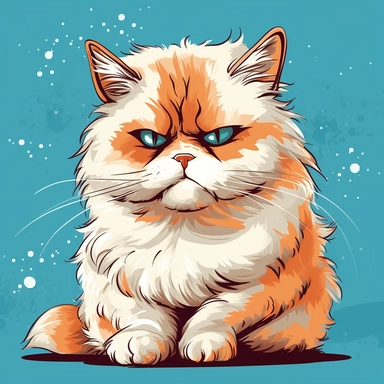 annoyed cute cat portrait clipart,pop art illustration,illustration