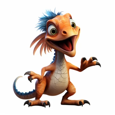 clipart, cartoon Utahraptor, in the style of imax, playful and lighthearted compositions, childlike innocence and charm, uhd image, realistic and hyper-detailed renderings, movie still, utilizes, white background