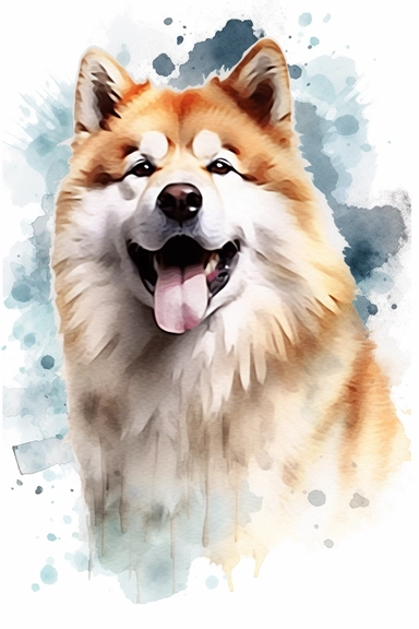 Akita dog, water color style, clipart, white background