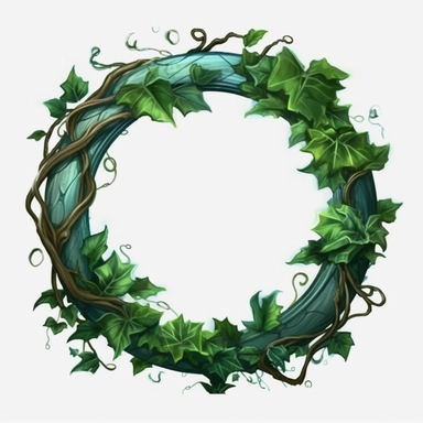 Beautiful stunning d&d, empty circle frame of ivy , roleplay game, paint art style, clipart, white background, superrealistic