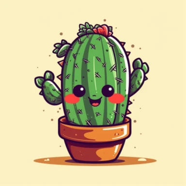 Mexican cactus, clipart design, super cute, isolated white background, high quality, 2d, vector, flat