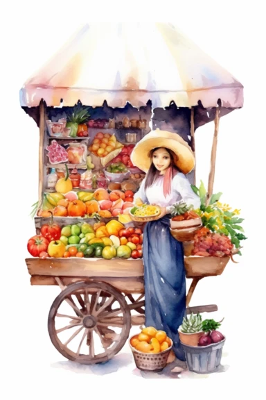 merchant watercolor clipart cute isolated on white background