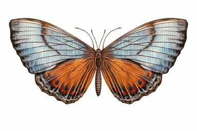 Watercolor, Create a close-up photograph of a Banded Hairstreak butterfly's wing, highlighting its bands and intricate details, clipart, hd, on a white background, spaced out