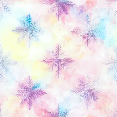 gradient snowflakes pattern simetric, white background in watercolor clipart style
