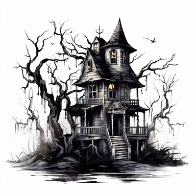Witch House Creepy Gothic Clipart isolated on white background