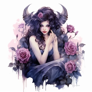 dark and evil fairy having dark roses near her, 8K, ultra details, isolated white background, clipart, hand drawn, hand drawn art, in the style of ultra-detailed watercolor hand drawn collections, HD watercolor collections, soft watercolor, inllustration, high-quality watercolor collections, hand-drawn watercolor collections, and precise watercolor collections made by a professional watercolor artist with attention to detail,
