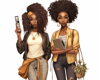 2 girls per grid, Black Girl Magic, Beautiful braided hair styles, Fashion Nova Themed Clipart, Black Girls Magic Clipart, Black Women Clipart, Black Girls PNG, Black Girl Sticker/Planner/Journal/Print Lady boss clipart, Boss Fashion clipart, Fashion Girl Clipart, Boss Girl clipart, Fashion Illustration, Afro lady clipart