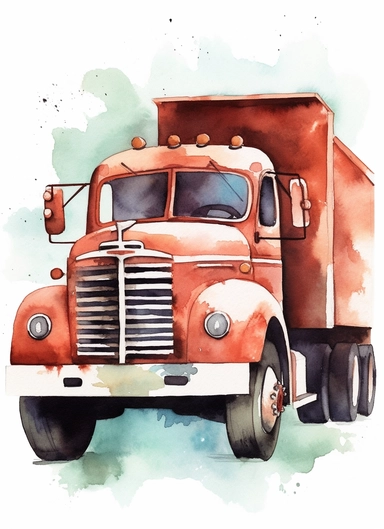 Truck driver Father's Day Clipart Watercolor