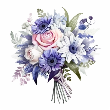 Bride's bouquet, Wedding small Flowers, PNG Clipart, Illustration clipart, 4K, extremely detailed Sublimation Clipart,Cartoon,hyper realistic, intricate detail, illustration style,high solution,on the white background