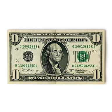 single dollar note, green colour palette, clipart, isolated on white background
