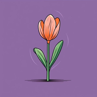 A cartoon of a single Crocus plant, vibrant colors, dark background, modern minimalist clipart