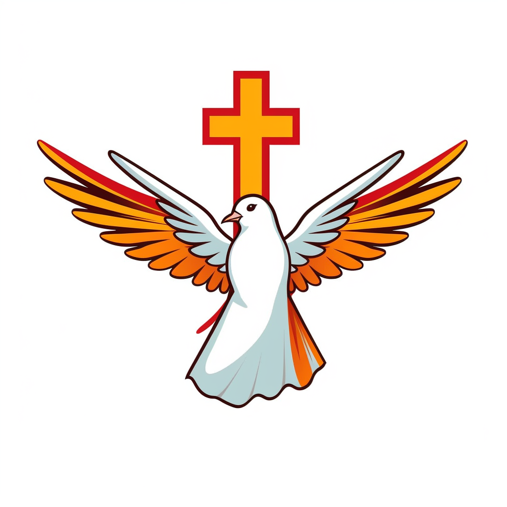 adorable simple pentecost dove with a cross clipart, white background ...