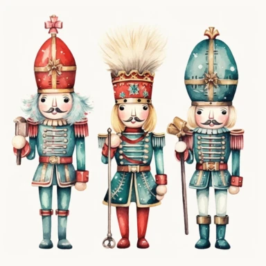 Cute christmas nutcracker watercolor clipart