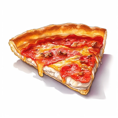 chicago style slice of pizza clipart, white background