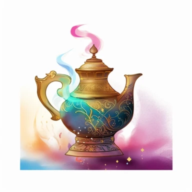 Magic Lamp Watercolor Sublimation Clipart, Clipart, white background, no watermark, no text, no word,