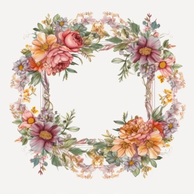 octagonal clipart bridal floral border arrangement, realistic, ultra-hd