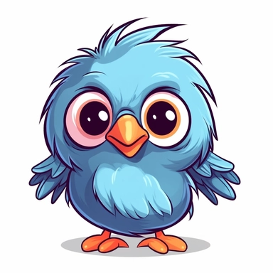 cute cartoon bird clipart, white background,--no cut-off edges