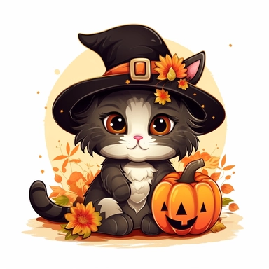 cute cat clipart, halloween style,