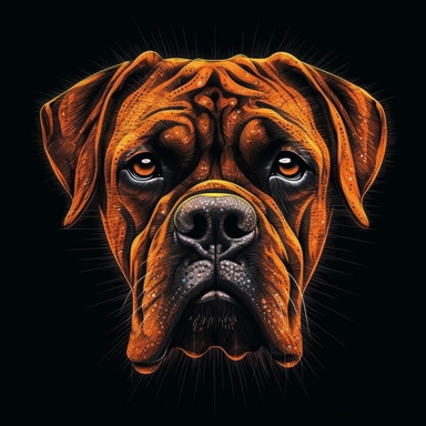 boxer dog, light painting, ultra detailed, clipart design graphic, vector, contour, 32k,