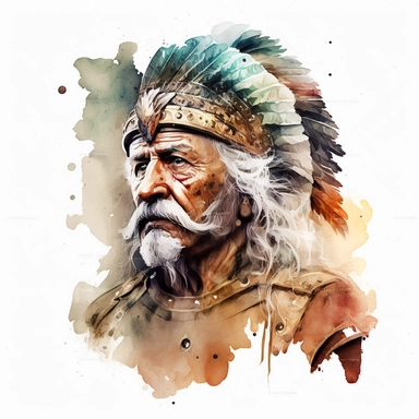 Albert Einstein viking warrior style, white background, watercolor, hyperrealism, high detail, separate elements, clipart