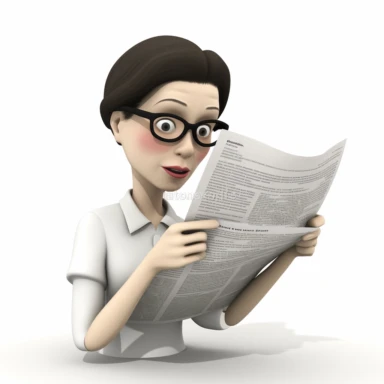 realistic clipart white back ground of a modern female reading the news