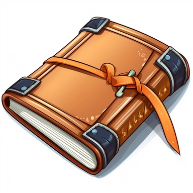 clipart, cartoon style, white background, closed leather book