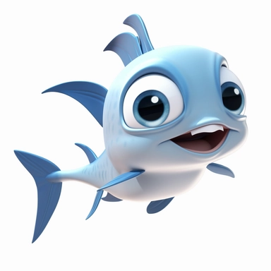 flying fish 3d Cute Animated Sea Animal Clipart, disney pixar style Animated ocean clipart, white background