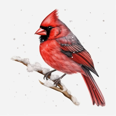 Watercolor Red Cardinal during winter clipart, realistic, photorealistic, highly detailed