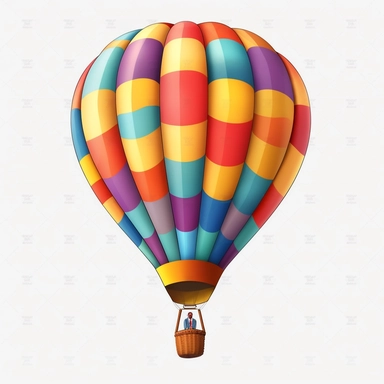 Hot Air Balloon realistic Clipart, White Background