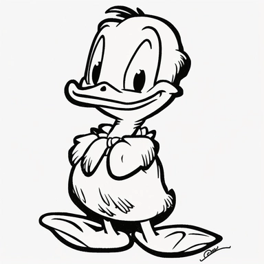 only outline of cartoon donald duck for children's drawing clipart