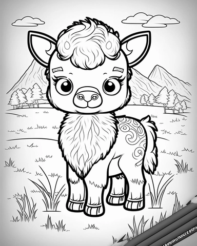 cute bison in a pasture children’s coloring book, cartoon style, thick lines, no shading assasinmonkey, duplicate faces, blurry, drawing, cartoon, illustration, painting, concept art, cgi, unreal, anime, black&white, b&w, picture frame, deformed, bad anatomy, disfigured, poorly drawn face, mutation, mutated, extra limb, poorly drawn hands, done by bad-artist, ugly, dazed, 3D render, 3D game, 3D game scene, 3D character, mosaic, painting, digital art, anime, doll, toy, photoshop, video game, surr